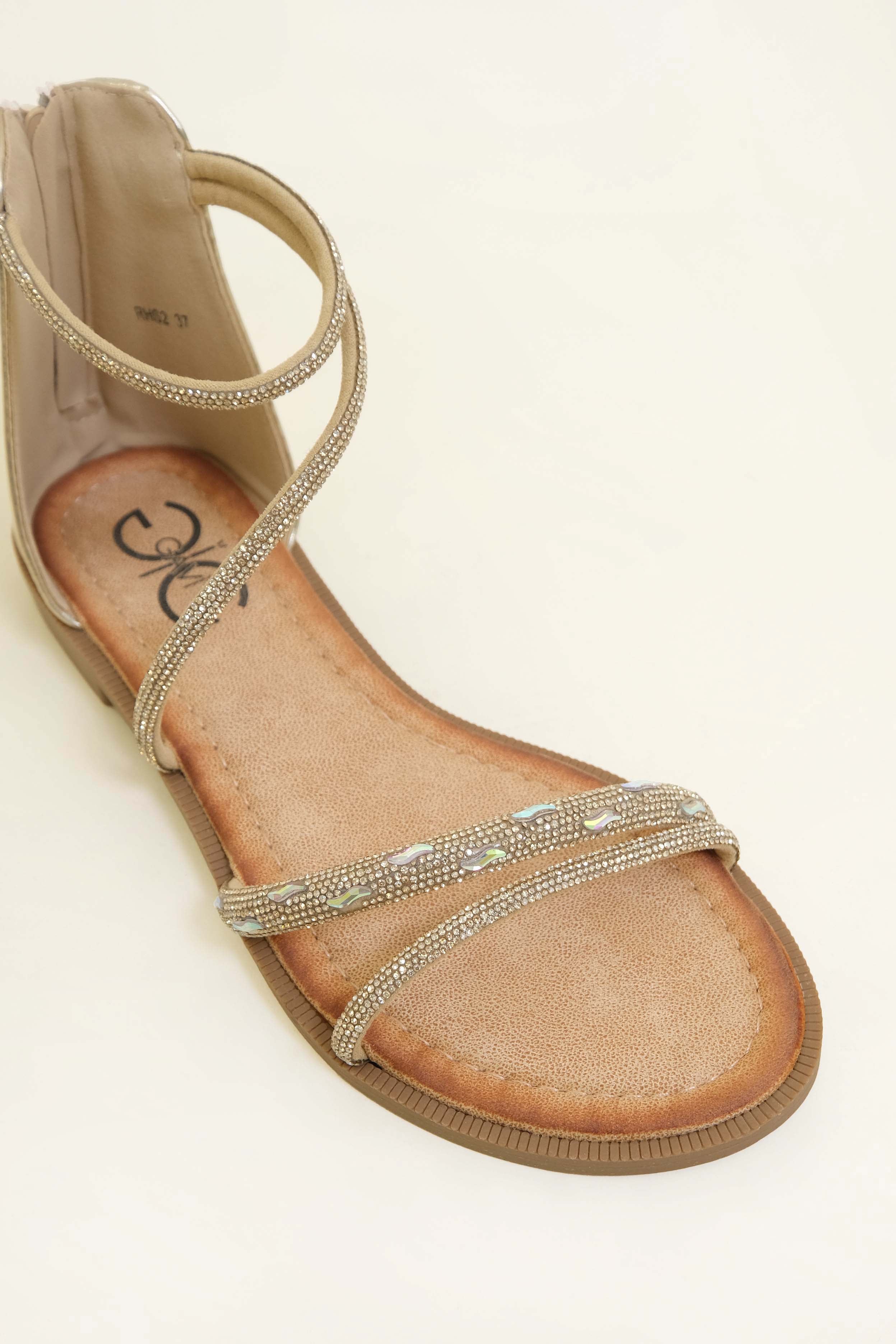 SANDALI FLAT STRASS